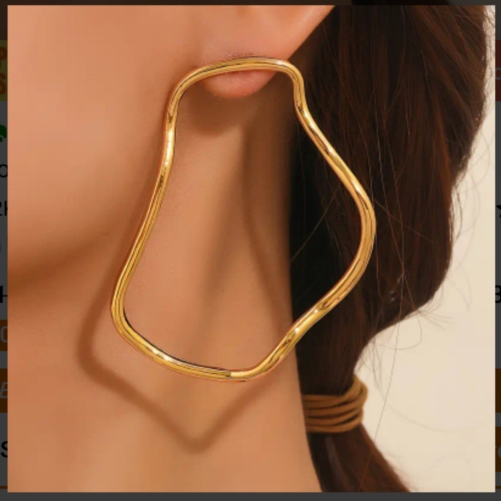 Gold Abstract Hoop Earrings (Also Available In Silver)